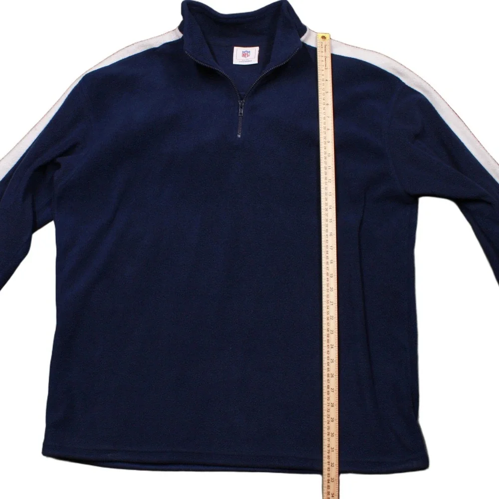 NFL Mens Quarter Zip Fleece Pullover Navy Blue White Stripe 2XL 0815010 C3